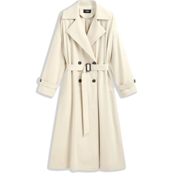 CIDER Jackets & Blazers - Women's Khaki Oversized Solid Collar Long Trench Coat With Belt